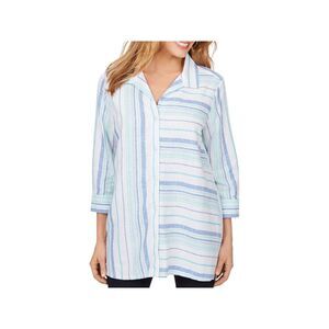 FOXCROFT Womens Cuffed Sleeve Collared Tunic Top